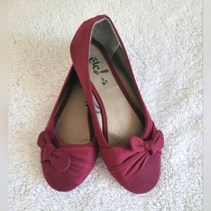 Burgundy Bow Shoes